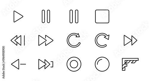 Collection of media control icons.