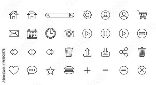 Collection of web interface icons.