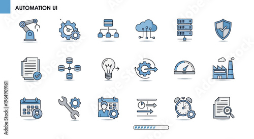 Automation and technology icons set.