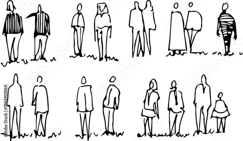 Minimalist hand-sketched people collection for architecture entourage, web design landing pages, and contemporary graphic design assets
