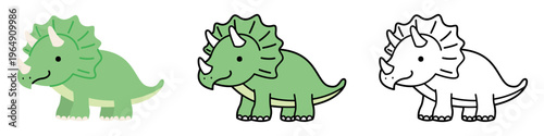 かわいいトリケラトプスのイラスト