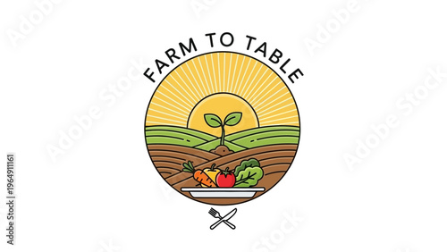 Farm to Table Logo with Fresh Produce.