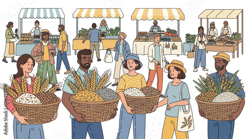 People Holding Fresh Produce at Market.