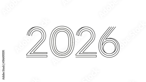 2026 Double Line Outline Typography Design.