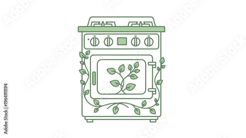 Ornate Vintage Style Oven Illustration Design.