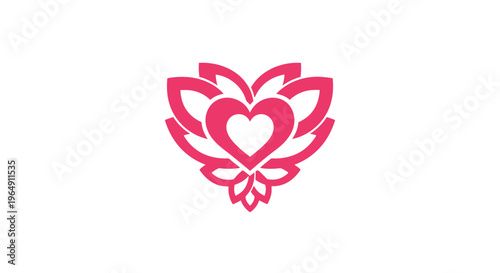 Pink heart shaped lotus flower symbol.