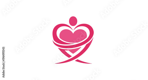 Pink heart symbol with person.