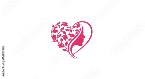 Pink heart shaped lady profile.