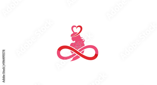 Pink infinity symbol with heart.