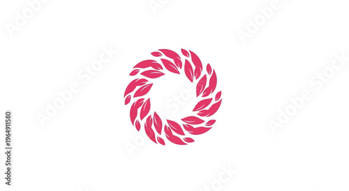 Pink leaves circular decorative symbol logo.