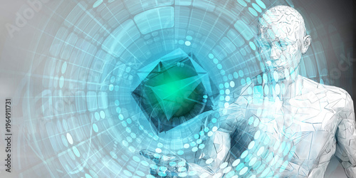 Digital Innovation Concept With Transparent Holographic Interface