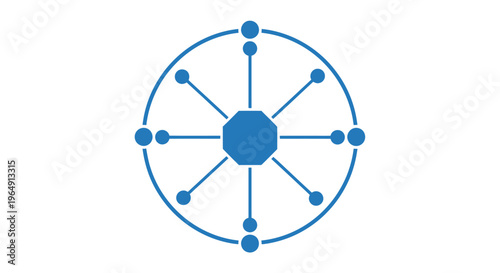 Blue network diagram circle connections.