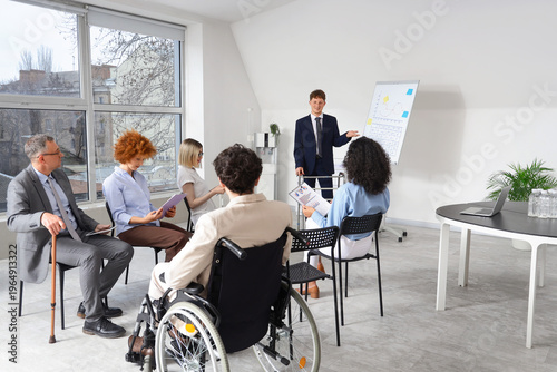 Male business speaker with ...