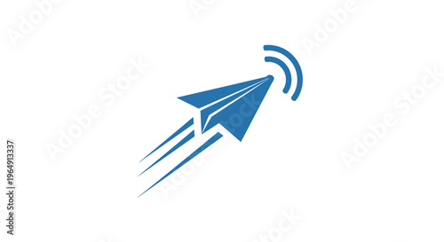 Blue Paper Airplane in Motion.