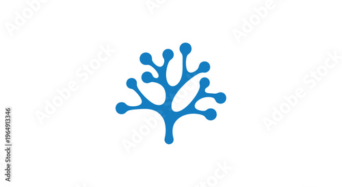 Blue Neuron Tree Graphic Illustration.