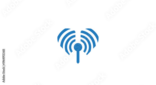 Blue Radio Signal Waves Icon Symbol.