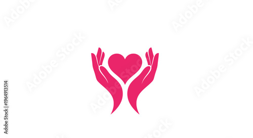 Pink hands holding a heart symbol.