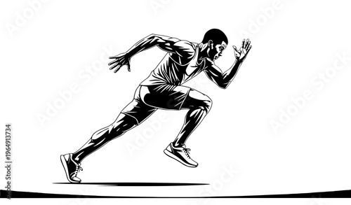 Runner silhouette illustration. Dynamic running athlete silhouette suited for fitness designs, marathon ads, sports branding, and mobile app icons.