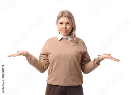 Confused young businesswoma...