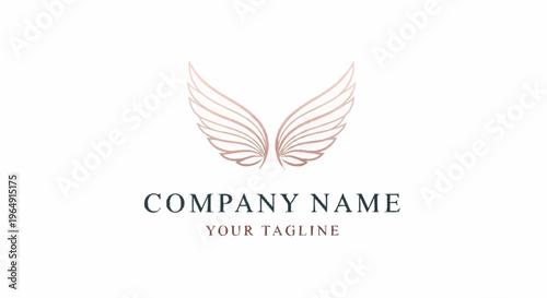 Winged logo design with company name.