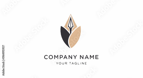 Company logo template with leaf design.
