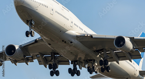 Close-up low angle view of an airplane during takeoff