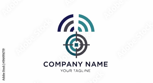 A logo design template with a target and Wi-Fi symbol.
