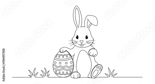 Easter bunny with decorated egg toy.