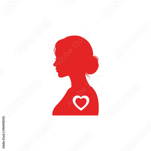 Silhouette Woman with Heart Symbol