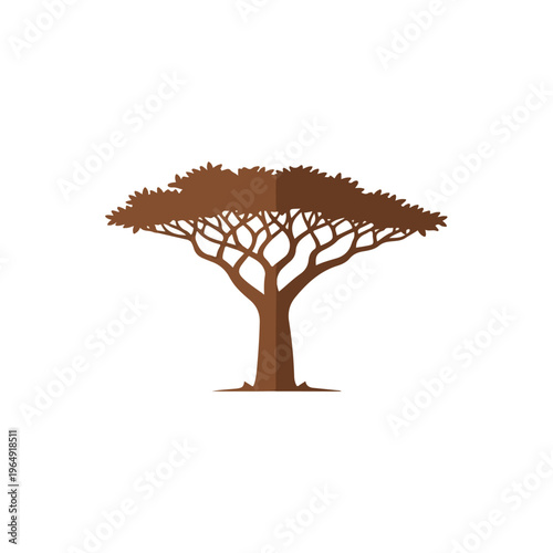 Savanna Tree Illustration Isolated on White Background