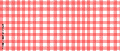 Watercolor red gingham pattern. Rustic, seamless fabric design. Cute cottagecore aesthetic for paper, backgrounds, and textile printing.