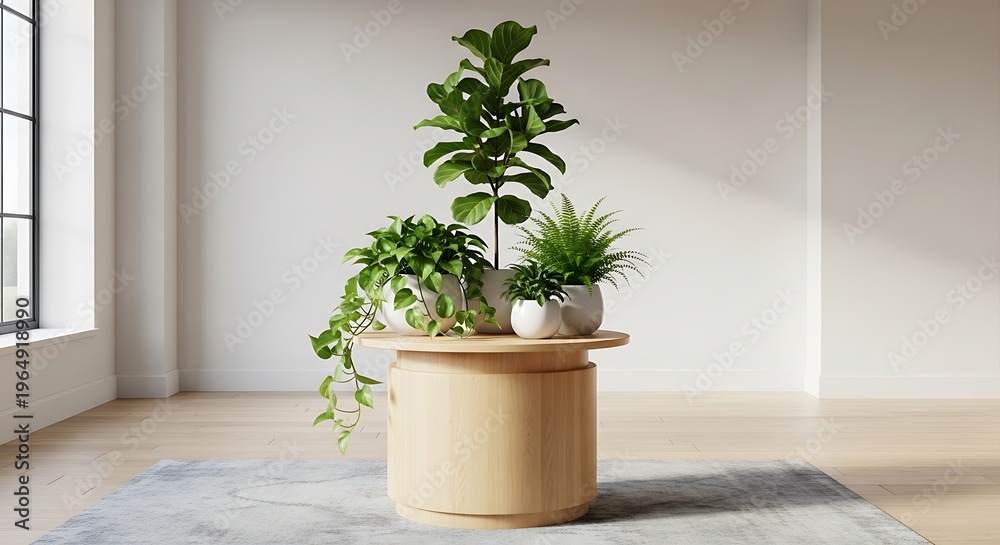 Fototapeta premium Elegant interior featuring a curated collection of indoor potted plants