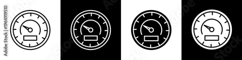 Speedometer black and white icon design concept	
