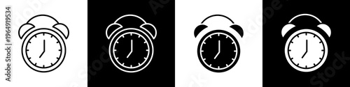 Alarm clock black and white icon design concept	
