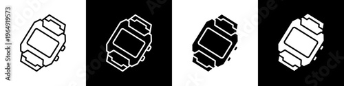  Smartwatch black and white icon design concept	
