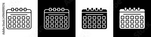  Schedule black and white icon design concept	
