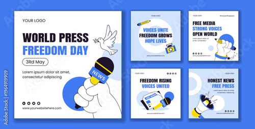 Flat Cartoon Hand Drawn Background Illustration Social Media Post World Press Freedom Day