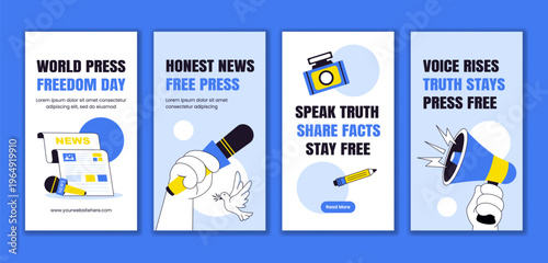 World Press Freedom Day Social Media Story Flat Cartoon Hand Drawn Background Template
