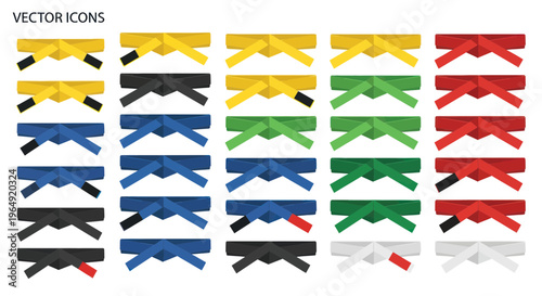 Martial Arts Belts Collection: Yellow, Green, Blue, Red, Black, White Ranks