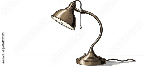 Vintage desk lamp illustration retro lighting furniture design