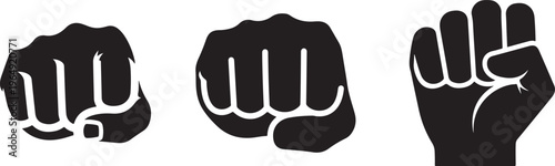 Simple Black Raised Fist Logo Vector Symbol of Unity Resistance and Workers Rights, Minimalist Raised Fist Icon for International Workers Day and Protest Symbol