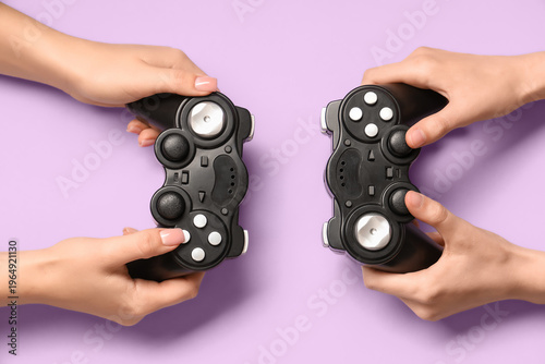 Female hands with modern ga...