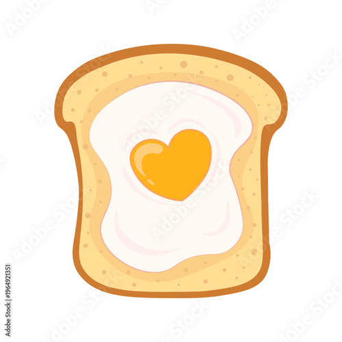 Egg heart toast, sandwich. Vector Illustration for printing, backgrounds, covers and packaging. Image can be used for greeting cards, posters, stickers and textile. Isolated on white background.