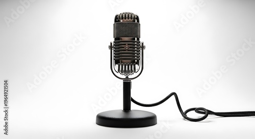 Retro studio microphone isolated on clean white background