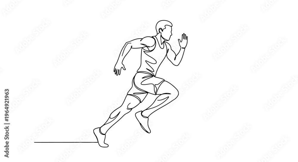 Fototapeta premium Dynamic Illustration of a Runner in Action Capturing Speed and Movement in Minimal Line Art