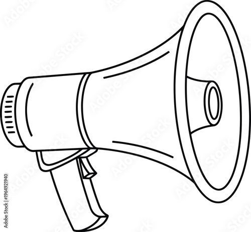 black and white line drawing of a megaphone