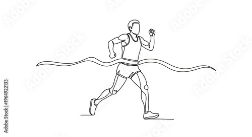 Dynamic athletic runner crossing finish line symbolizing perseverance and endurance in competitive sports