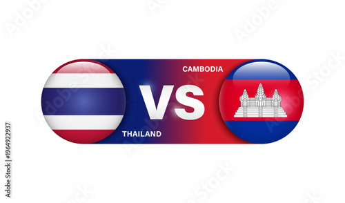 Element represents a sporting event or national football or soccer match between Thailand and Cambodia, with the logo featuring national flag, vector 3d isolated on white background for banner design