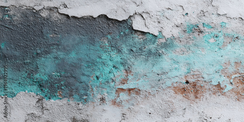 A weathered blue paint texture on a grungy old concrete wall reveals an aged surface with rough vintage material and a dirty stone pattern