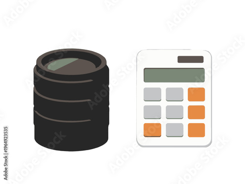 Camera Lens and Calculator Icons Vector, Flat Minimalist Design for Business and Finance Apps